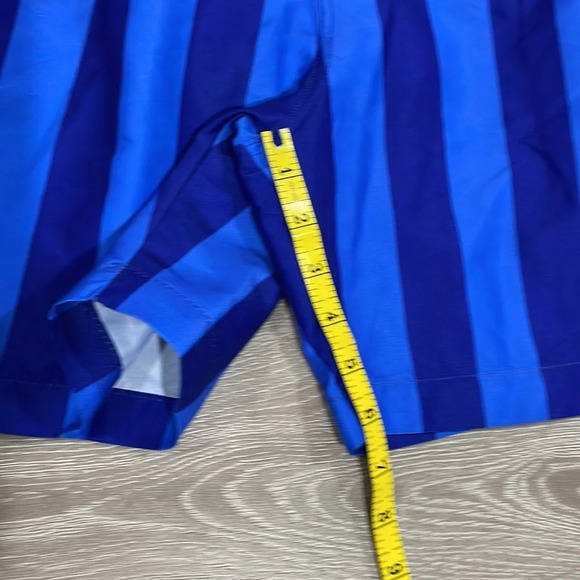 NWOT Cromer Resortwear Swim Trunks Elastic Waist Blue Striped L (36/38) - Picture 11 of 15